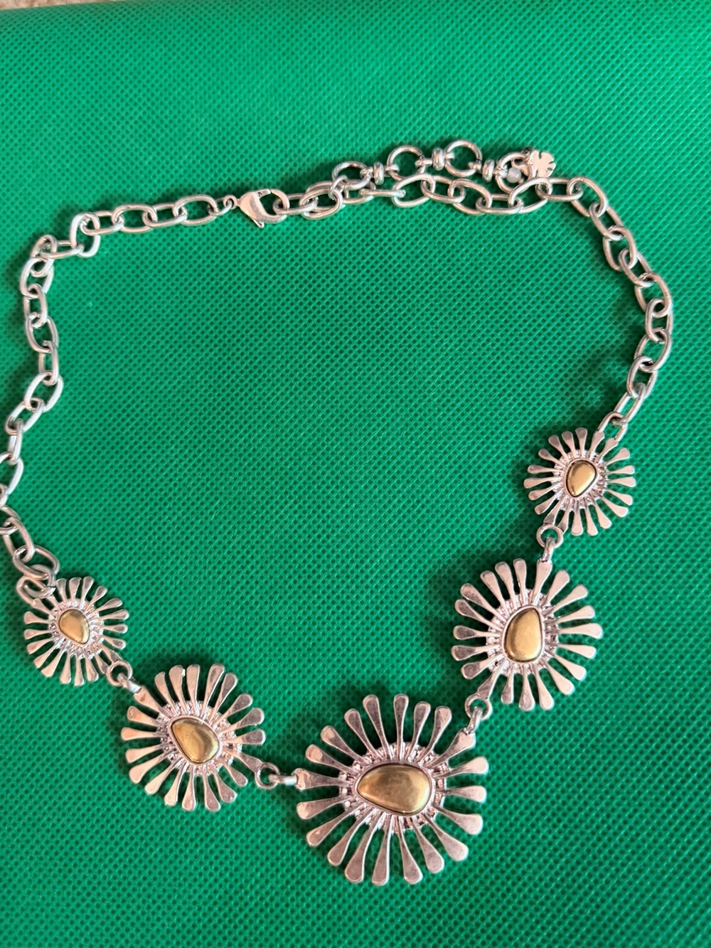 Lucky Brand Silver-Tone Daisy Necklace with Gold Accents